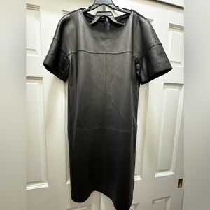 MaxMara The Weekend real leather black dress